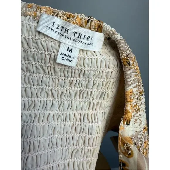 12th Tribe Versailles yellow floral cropped tank Medium - Picture 6 of 8